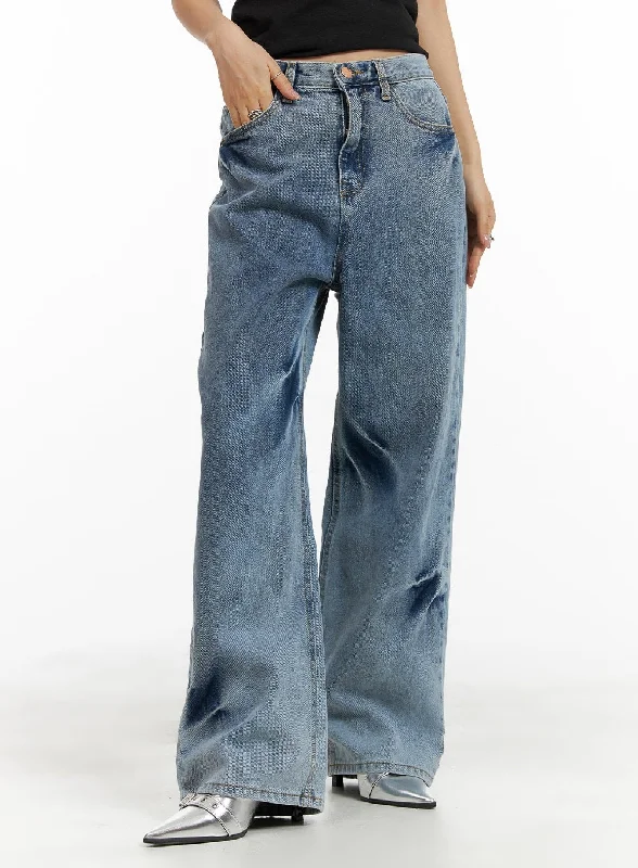 Unique Design Bootcut Wide Leg Jeans CM422