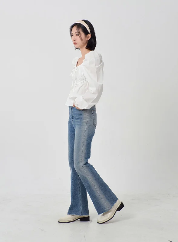 Comfortable And Casual Light Washed Bootcut Jeans OD27