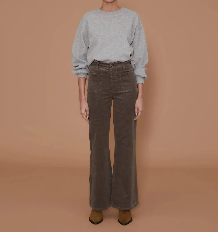 British Fashion Virginia Wide Leg Jeans In Sandwashed Dust