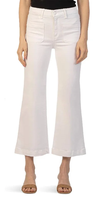 Luxury Temperament Meg Wide Leg Patch Pocket Jeans In Optic White