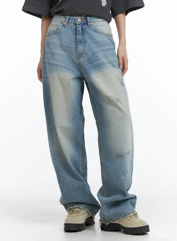 Versatile Items Distressed Baggy Straight Jeans CM418